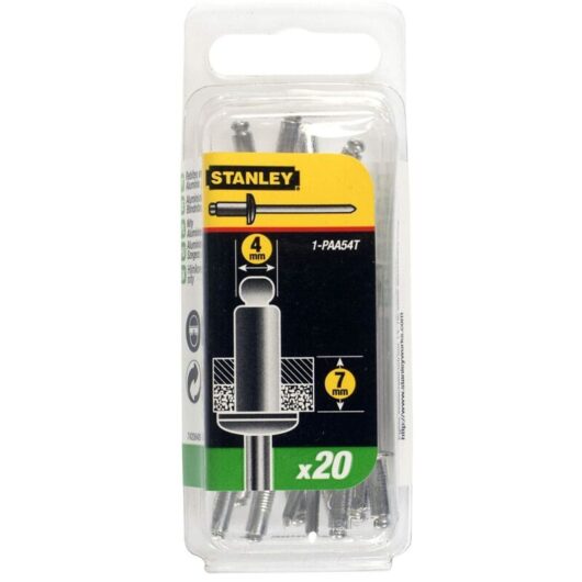 Stanley - 1-PAA54T 1-PAA54 Aluminium Rivets Medium 4 x 7mm Pack of 20 STA1PAA54