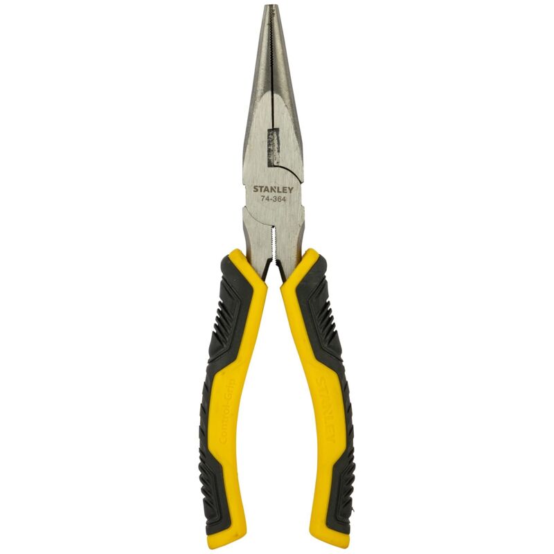 Stanley Control Grip Long Nose Pliers, 200mm, Ergonomic Handle, Tempered Steel, Comfortable and Precise Use