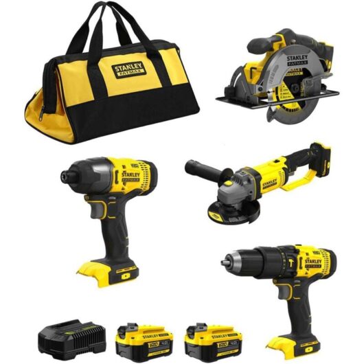Stanley - FatMax Kit SFMCK469M2 (SFMCD711 + SFMCF800 + SFMCG400 + SFMCS500 + 2 x 4,0 Ah + Charger + Transport bag xl)