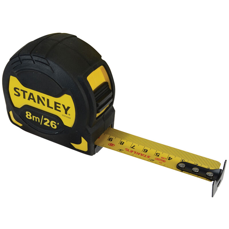 Stanley Grip Pocket Tape Measure - 8m/26ft Length, 28mm Width, Model STA033569