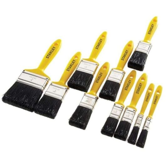 Stanley - Hobby Paint Brush Set of 10 12(2) 25(2) 38(3) 50(2) & 75mm STAHOBBY10