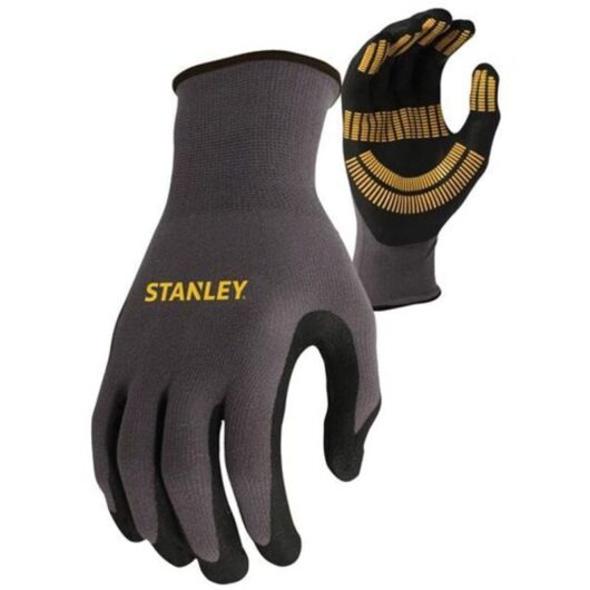 Stanley - Razor Thread Gloves Nitrile Palm Extreme Grip Washable Breathable Large