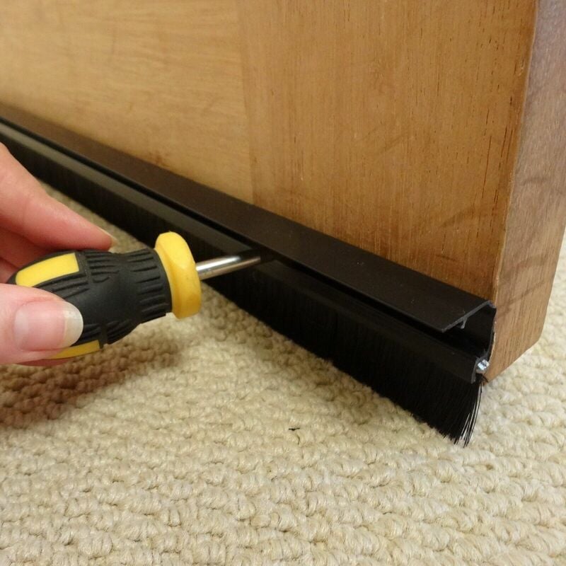 Stormguard - Black Draught Excluder Premium Door Brush Seal Concealed Fixings914mm