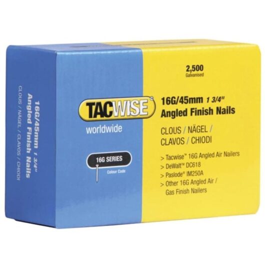 Tacwise - 0769 16G 32mm Angled Finish Nails Galvanised 2500 Pack 16GA DCN660 IM65A