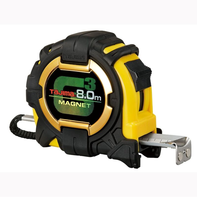 Tajima - 8M g Lock Magnetic Metric Tape Measure Extra Wide 27mm Blade TAG3M780MT