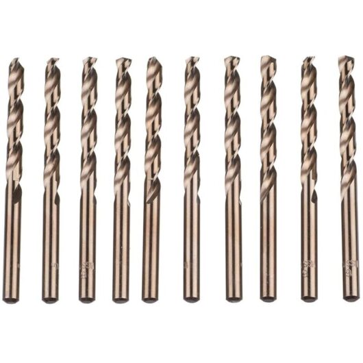 Tinor - 10pcs M35 hss Cobalt Gold Twist Drill Bits Metric High Speed Steel 6mm x 93mm for Drilling Stainless Steel and Metal