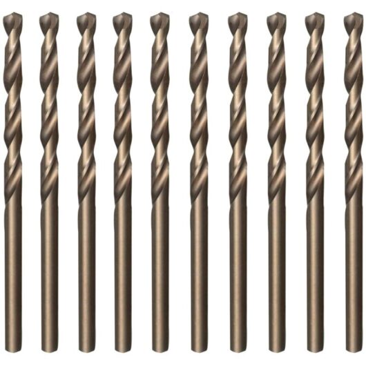 Tinor - 10pcs M35 hss Gold & Cobalt Twist Drill Bits 3.5mm x 70mm for Drilling Stainless & Hard Steel, Cast Iron, Copper, Aluminum, Wood & Plastic
