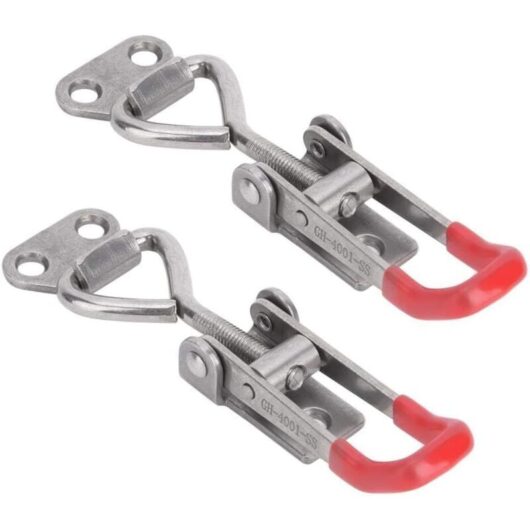 Tinor - 2 Pcs Adjustable Toggle Clamp Toggle Latch 304 Stainless Steel Toggle Catch Latch Hasp Clip Clamp Buckle Quick Fastener Hand Tool