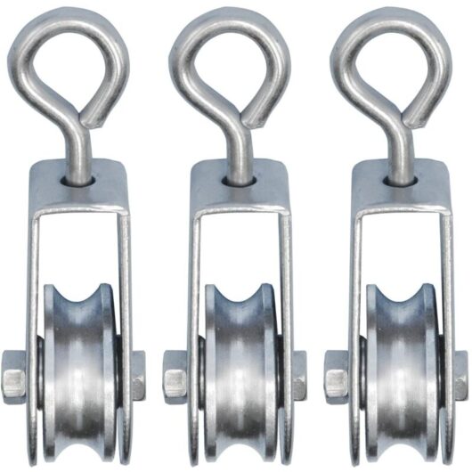 Tinor - 3 Mini Pulleys with Ball Bearings, ø 28mm, for 6mm rope, Bearing 30kg