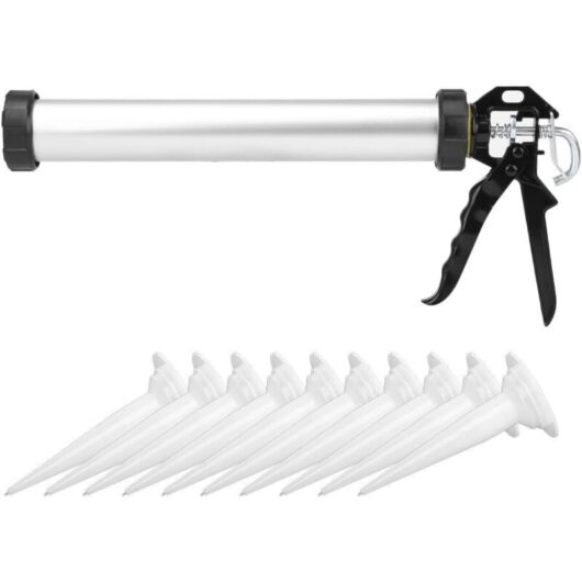 Tinor - 600ml Silicone Caulking Gun with 10 Nozzles