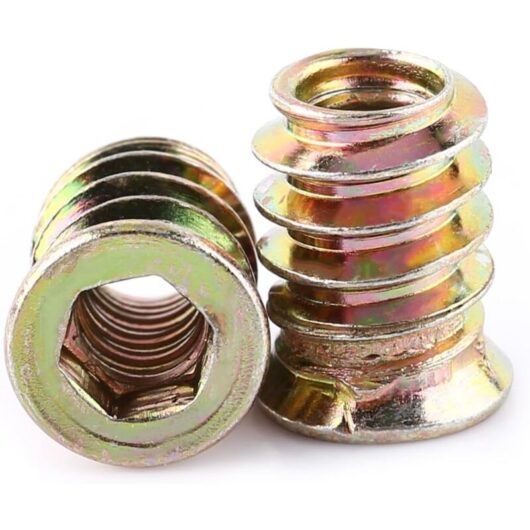 Tinor - Pack of 30pcs M6 Zinc Alloy Threaded Hex Nut, Zinc Alloy Insert Nuts Assortment (M6X15mm)