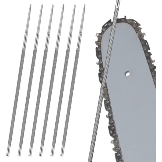 Tinor - Round Files, 6 pcs 5.2mm Chainsaw Sharpening Files, For Sharpening Chainsaw Teeth to Enlarge Round Openings