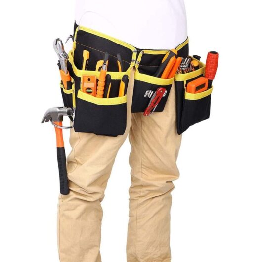 Tinor - Tool Belt with 11 Pockets, Waterproof Oxford Fabric Tool Holder with Adjustable Straps, for Electricians, Carpenters, Builders