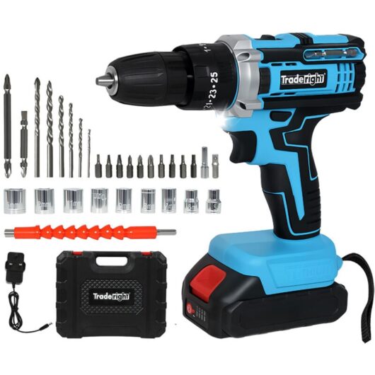 Traderight 21V Cordless Drill Driver Kit Electric Impact Hammer 1×2.0Ah Battery