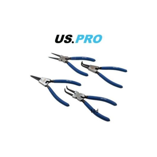 Us Pro - 7'' Circlip Pliers 4pc Plier Set Straight Bent Internal External Set 2256