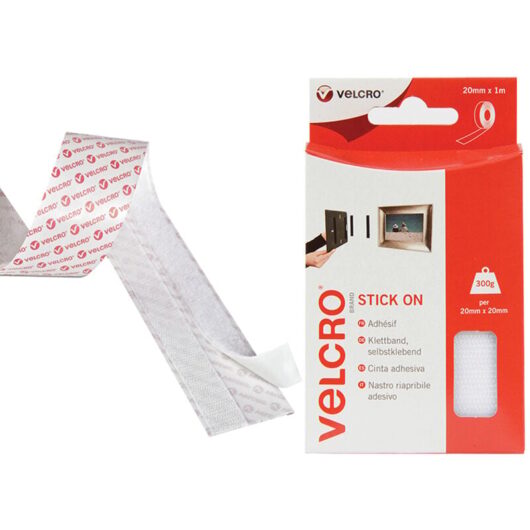 Velcro - Brand 60210 Brand Stick On Tape 20mm x 1m White VEL60210