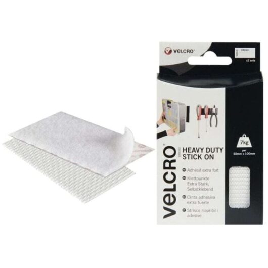 Velcro - Brand 60240 Brand Heavy-Duty Stick On Strips (2) 50 x100mm White VEL60240