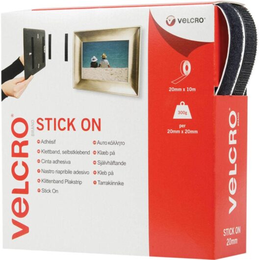 Velcro - Brand Stick On Tape 20mm x 10m Black VEL60220
