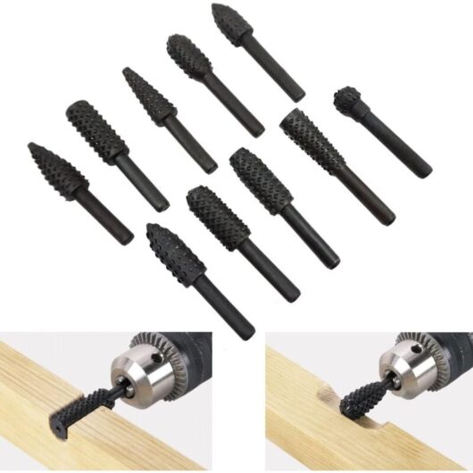 Wood Rasp, 10-Piece File Set, Wood Shank Milling Kit, Drill Bit, Wood Carving Tools, Sander, Wheel Sander, Cone Sander, Torsion Drill Bit