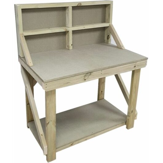 Wooden workbench 18mm uniMDF Moisture resistant top (H-90cm, D-70cm, L-180cm) with back panel