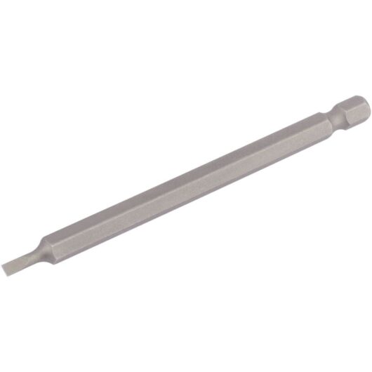 3mm 1/4 Hex. Plain Slot Insert Bit 100mm Long x 1 (64341) - Draper