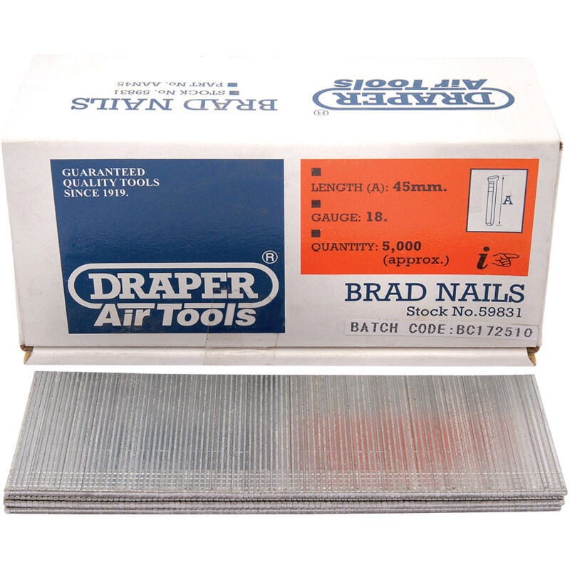 45mm Brad Nails (5000) (59831) - Draper