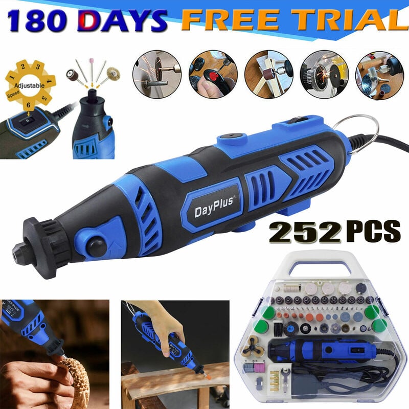 Dayplus - rotary drill grinder engraving multi tool 252PC dremel type accessory with case