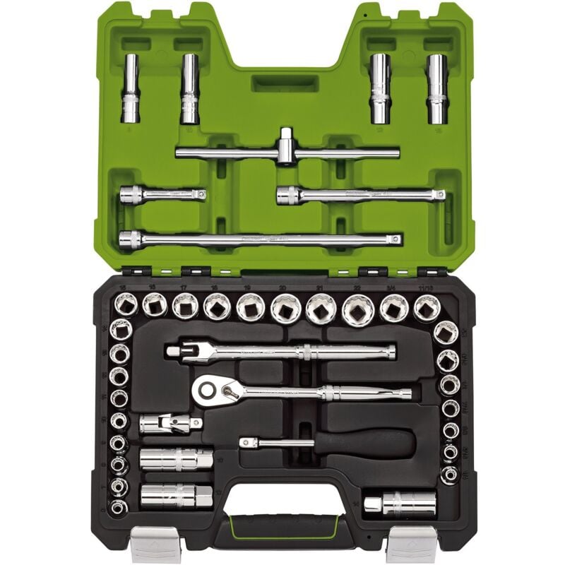 Draper - 3/8'' socket set 41PC metric af ratchet extension bar bit in case 04464