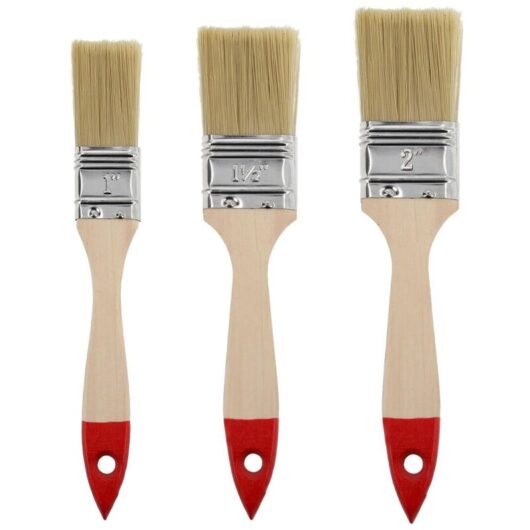 Tinor - 15pcs Flat Paint Brush Set, Width 1 inch-5pcs, Width 1.5 inch-5pcs, Width 2 inch-5pcs, Paint Brush Set with Wooden Handle, 15PCS, Series 30,