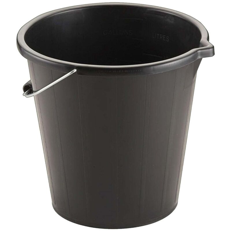 1 x 14 Litre Black Plastic Water Storage Cement Mixing Buckets