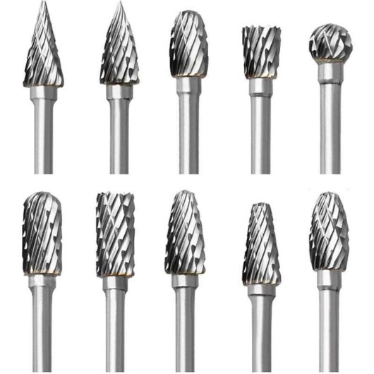 10-Piece Carbide Rotary Router Bit Set, Double-Cut Cutters for Dremel Accessories with Shank for Wood Carving, Drilling, Engraving, and Metal