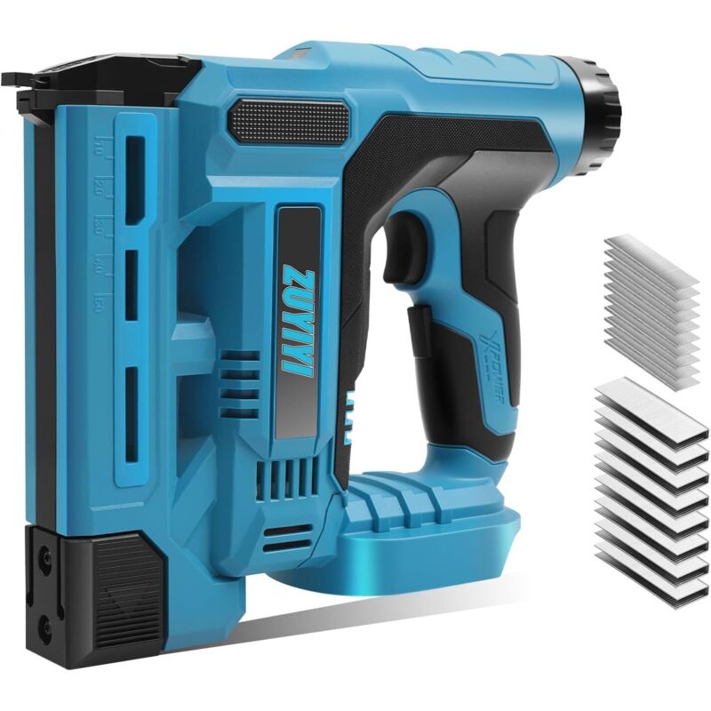 18GA 2-in-1 Cordless Brad Nailer for Makita 18v Battery (not included), Battery-Powered Nail Gun, Electric Staple Gun w/ 1000 Nails and Staples
