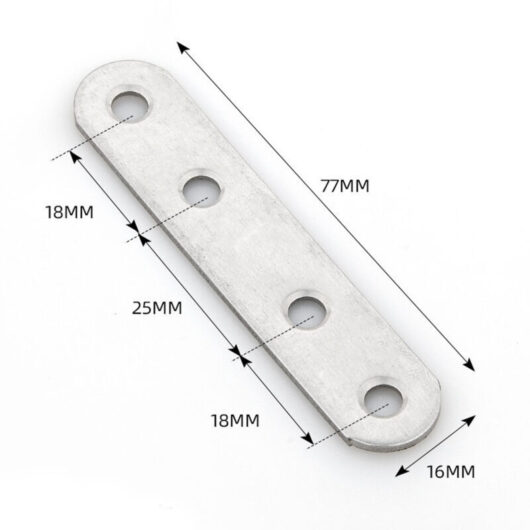 20 PCS Flat Perforated Assembly Plates (77 x 16 x 1.8mm) Connecting Plates, Straight Flat Metal Mounting Brackets, Galvanized Steel