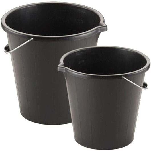 3 x 14 Litre Black Plastic Water Storage Cement Mixing Buckets