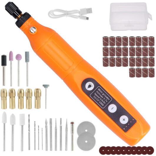 3.7V Cordless Rotary Tool - 63-Piece Set, 5 Speeds for Cutting, Polishing, Engraving, and DIY