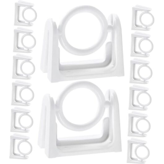 30-Piece Set of Rotating Adhesive Curtain Rod Brackets for Tile, Glass and Marble, White, Easy to Install without Nails