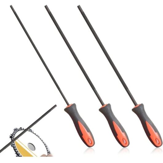 3PCS Chainsaw File, Chainsaw Chain File, Chainsaw Chain Sharpening, with Handle, Easy to Hold, There are 3 Sizes of 4.0mm, 4.8mm, 5.5mm, Suitable for