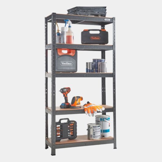 5-Tier Metal Shelving Unit - Black (150 x 75 x 30cm)