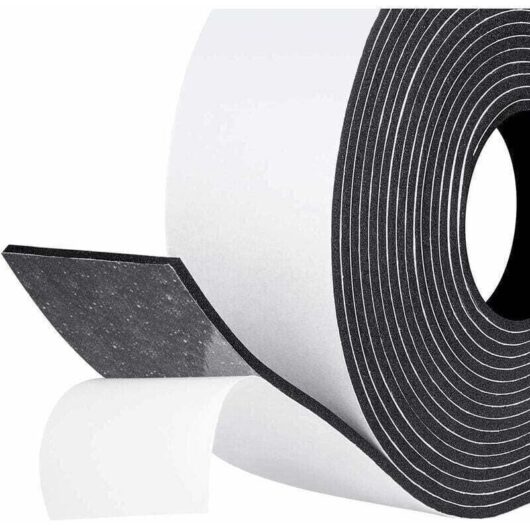 50mm x 3mm x 5m Adhesive Sound Insulation Seal - Cold-Resistant Foam Rubber - Protection Against Drafts and Noise
