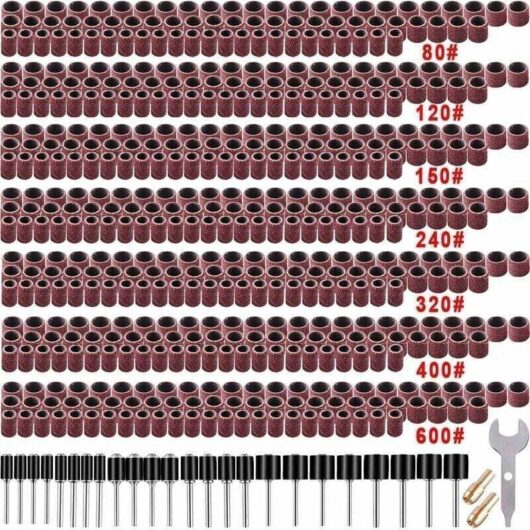 531-Piece Sanding Drum Set for Dremel Rotary Tools, with 504 Sanding Drums, 24 Drum Mandrels, and 2 Self-Tightening Mandrels