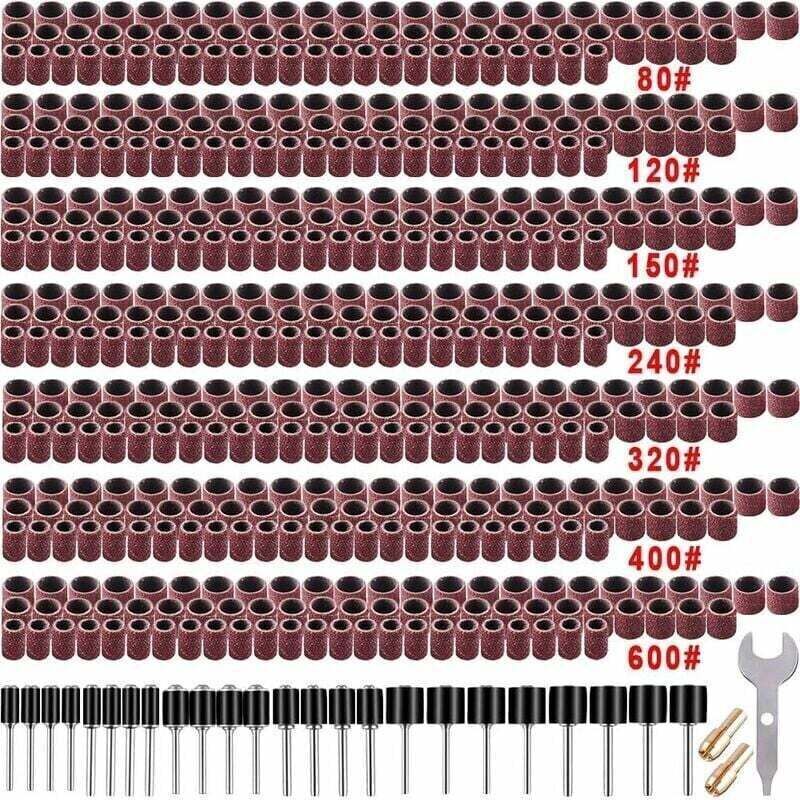 531-Piece Sanding Drum Set for Dremel Rotary Tools, with 504 Sanding Drums, 24 Drum Mandrels, and 2 Self-Tightening Mandrels