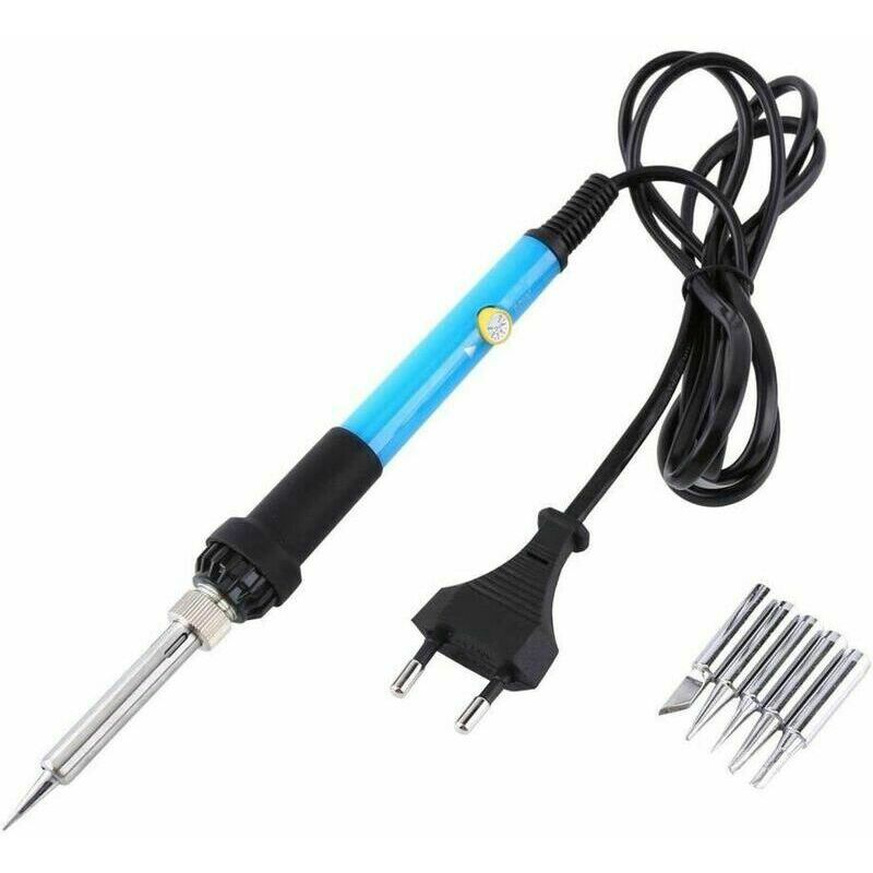 60W adjustable temperature electric welding iron tool with 5 220V tips