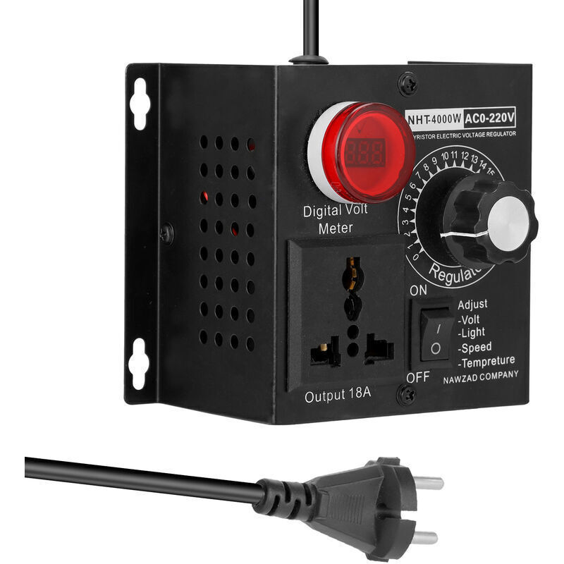 Ac 220V 10A 4000W Compact Controller Variable Tension Vitesse Portable Temperature Lumiere Tension Adjuatable Dimmer