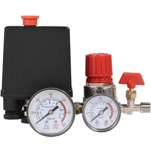 Air compressor, Air compressor Adjustable air outlet Manifold regulator gauges with safety valve