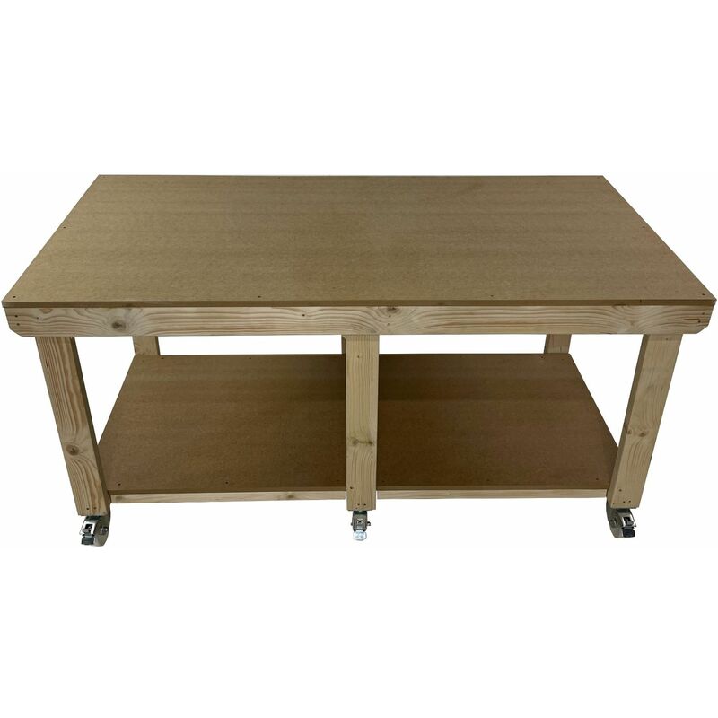 Arbor Garden Solutions - Wooden mdf Top Wide Workbench (3ft x 7ft) With wheels