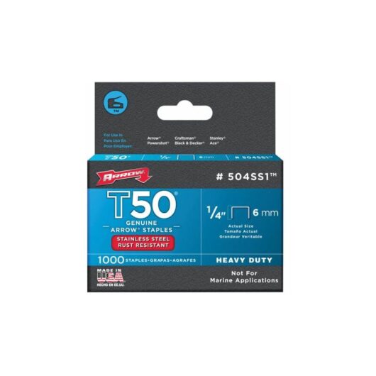 Arrow - T50 Staples Stainless Steel 504SS 6mm (1/4in) Box 1000 ARRT5014SS