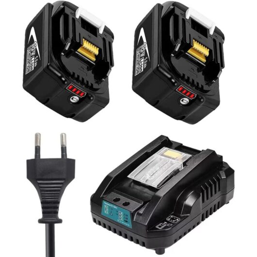 Battery, 2 replacement batteries, mini charger BL1850 18V 5.5Ah, compatible with Makita tools, on-site radio DMR108 DMR110 DMR107 DMR112 DMR104