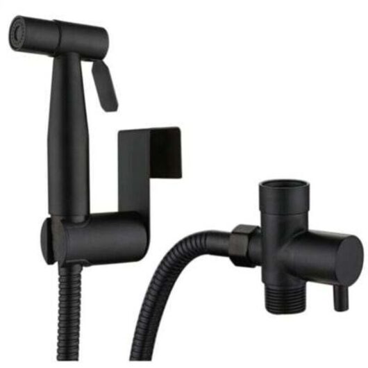 Bidet sprayer, bathroom shower head, hand shower, complete set, black, black