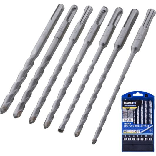 Blue Spot Tools - BlueSpot sds Plus Masonry Hammer Drill Bits Set Brick Concrete 5, 6, 8, 10, 12mm