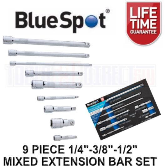 Blue Spot Tools - bluespot extension bar 9PC 3/8'' 1/4'' 1/2'' drive socket ratchet set 02085